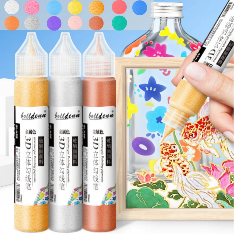 

13 Colors 30ml 3D Stereoscopic Outline Art Painting Acrylic Pigment Pen for DIY Glass Paper Stones Acrylic Painting Art Supplies