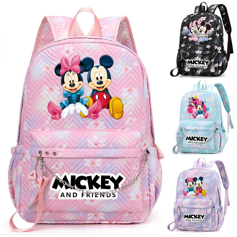 Anime Mickey Mouse Anime Backpack Back To School Bags Teenager School Bags Junior Student Girl Casual Travel Waterproof Knapsack