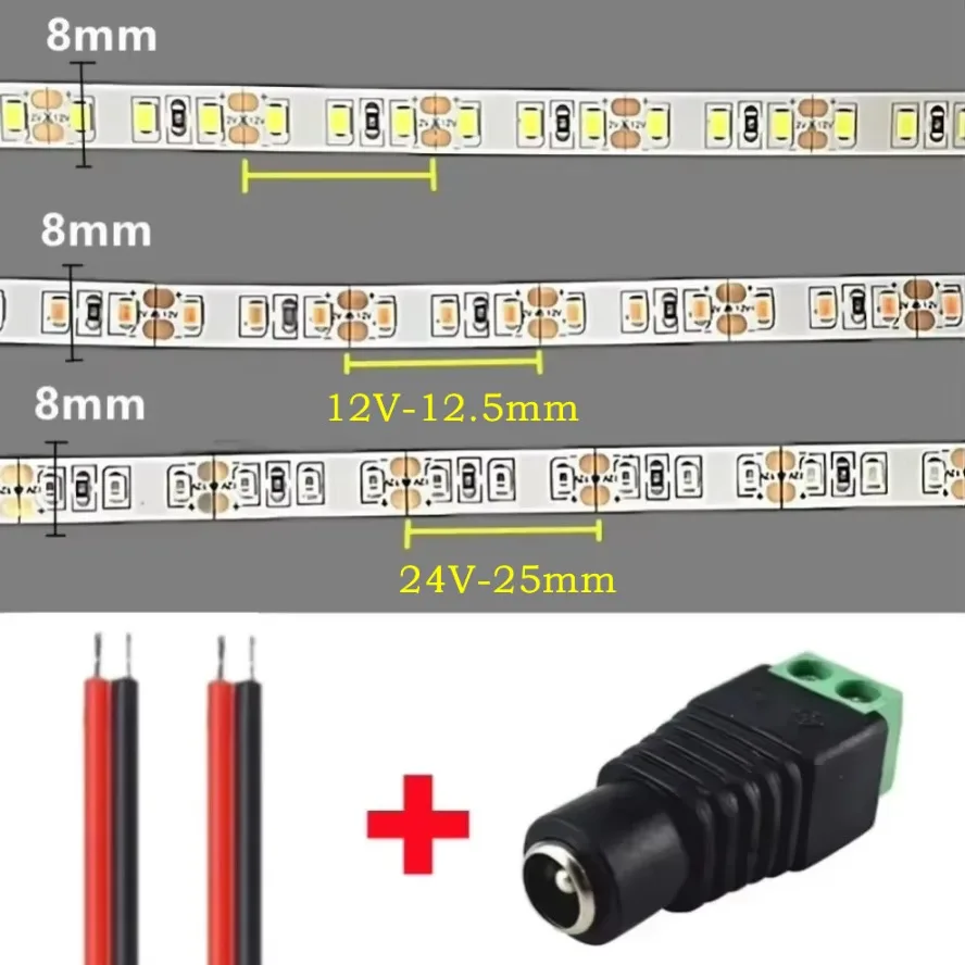 2835 LED Strip 120LEDs/m DC12V 24V Home Lamp Strip Decor Red Ice Blue Green Yellow Pink 2835 Flexible And Cuttable Soft Lamp Bar