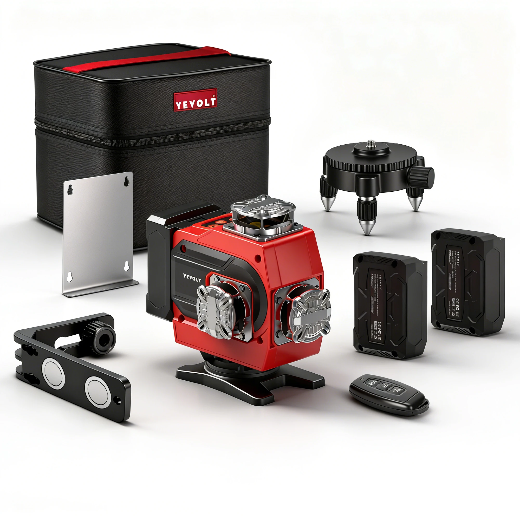 Niveau laser vert YEVOLT YVGLL4CH16-Series, 4 plans, 16 lignes, auto-nivelant, 360°, 4D, outil de mesure, trépied