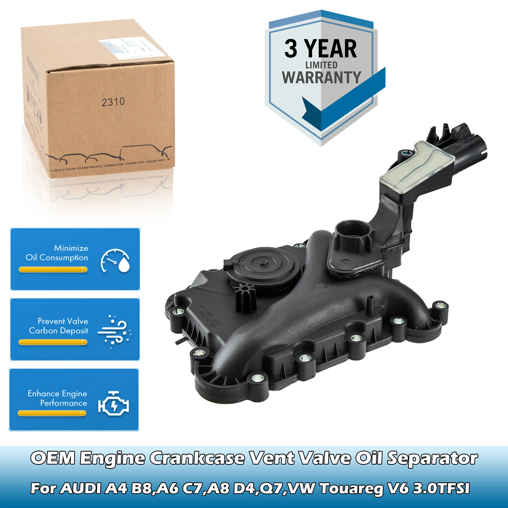 Separator oleju z zaworem odpowietrzającym skrzynię korbową silnika OEM 06E 103547 AB,06E 103547 AH Dla AUDI A4 B8,A6 C7,A8 D4,Q5,Q7,VW Touareg V6 3.0TFSI