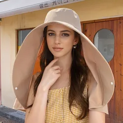 1pc/2pcs Women's Khaki Navy Blue Oversized Sun Hat - Breathable Protection for Face, Neck, Ears, Beach and City Walking Outdoors
