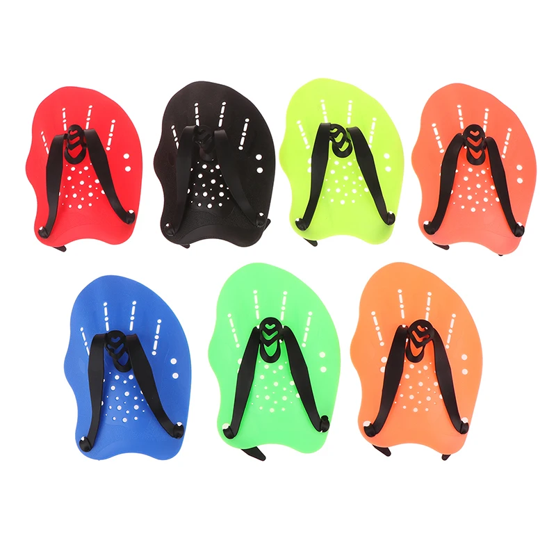 1 Pair Swimming Training Paddles Swim Hand Paddles Snorkeling Diving Gloves Fin Flipper Sports Silicone Palm Adjustable Straps