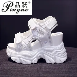 10.5cm Women Sandals Platform Thick Sole Chunky Shoes Platform Ins Casual Summer Shoes Sandals Beige Black Comfortable 34 39