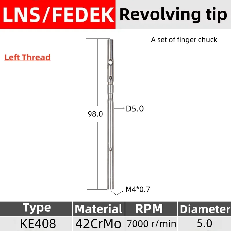 

LNS KE408 4# Set Finger Chuck Revolving tip rotary joint M4*0.7 Left Thread XT320 S2 Fedek Automatic Bar Feeder Parts