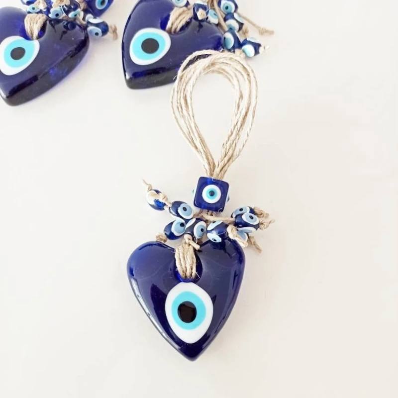 Blue Turkish Evil Eye Lucky Pendant Hand Woven Rope Chain Car Ornament for Home Living Room Wall Hanging Decoration Amulet Gift