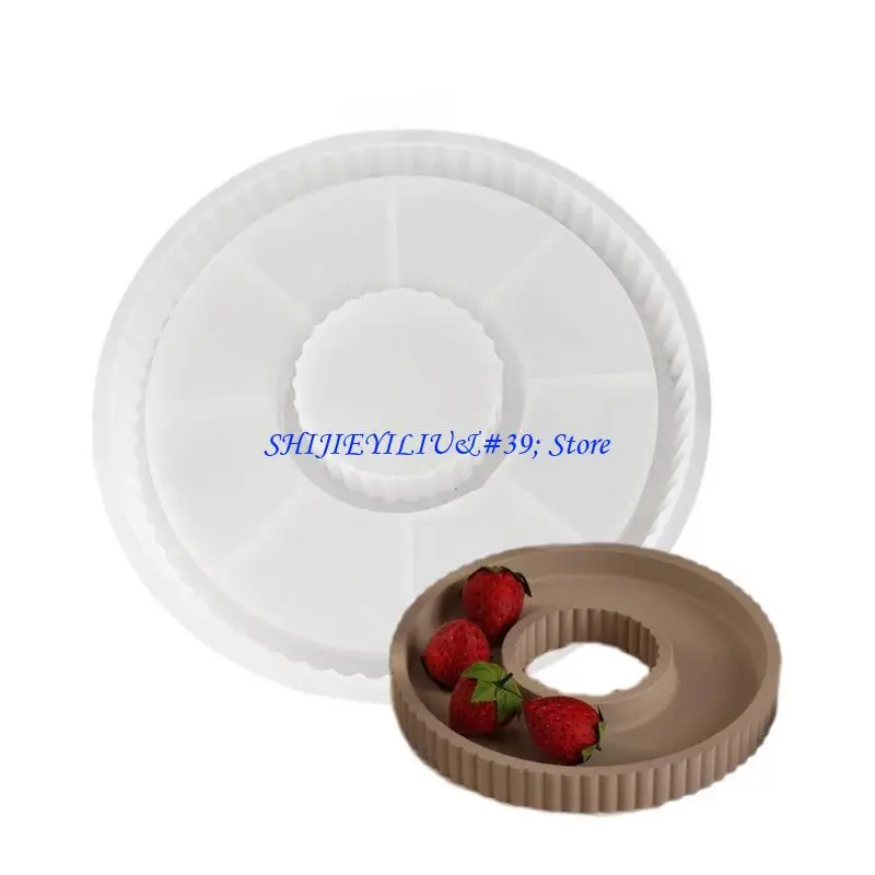 E21F Silicone Dish Molds Hollow Round DIY Craft Moulds for Making Dish Tray