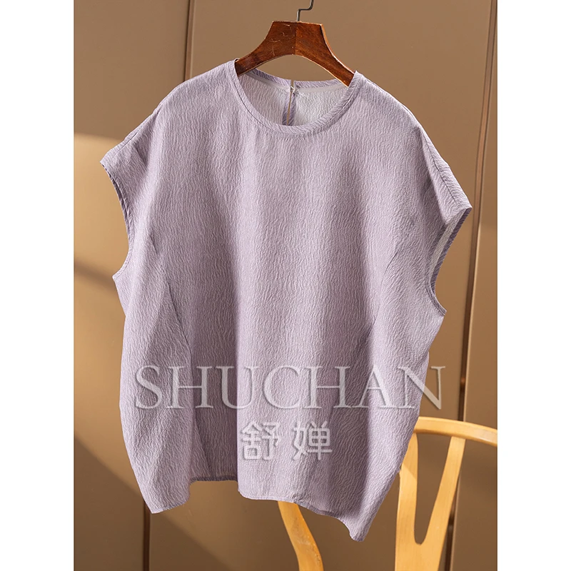 2025 High-quality Natural  Silk Pearl Crepe Loose Bag Rotator Sleeve Shirt New Women's 60A0  Blouses for Women Fashion