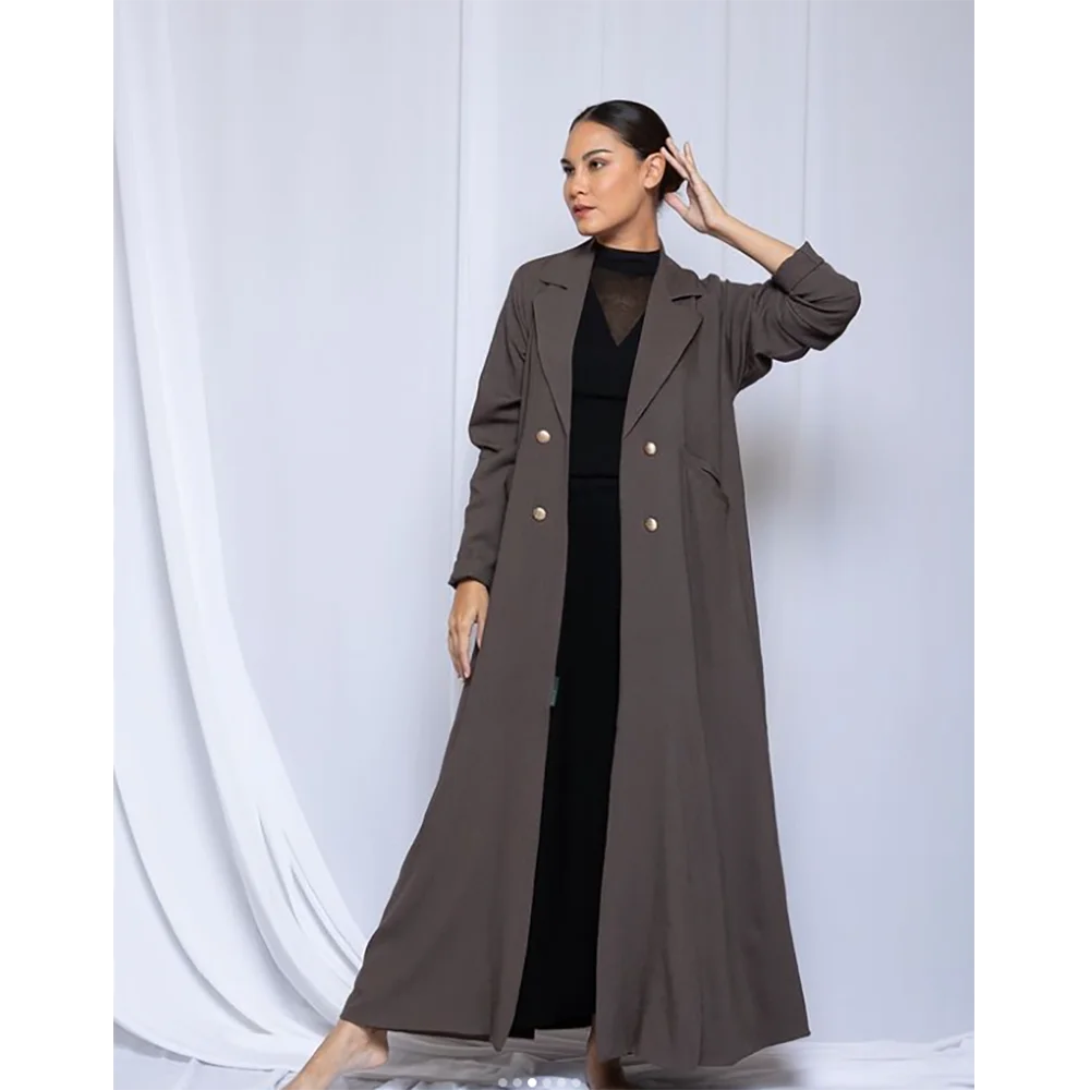 Simple Solid Color Double Breasted Women\'s Blazer One Piece Figure Flattering Casual Daily Female Jacket Lady Abaya