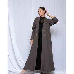 Simple Solid Color Double Breasted Women's Blazer One Piece Figure Flattering Casual Daily Female Jacket Lady Abaya