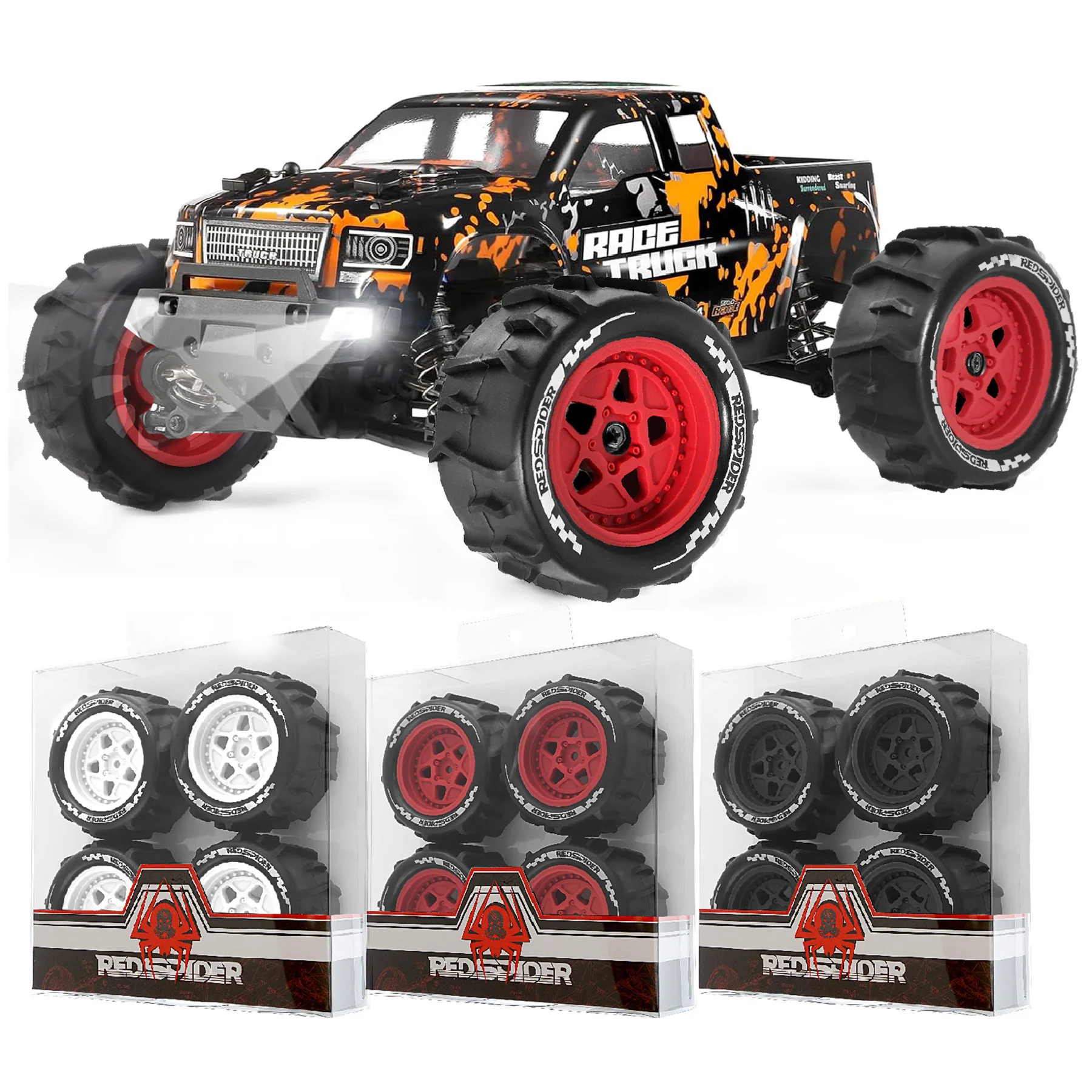 

1/18 RC All Terrain Remote Control Truck Tires for Granite Typhon Monster Truck Wheels + Tire Set R380