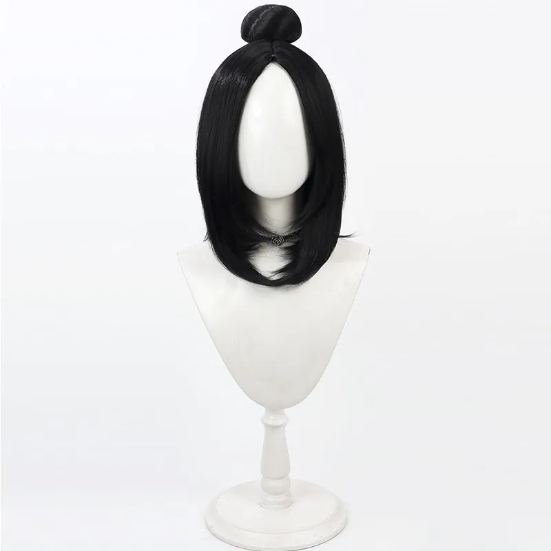 Black Myth: Wukong Little Fox cosplay wig black center part detachable buns Halloween gift