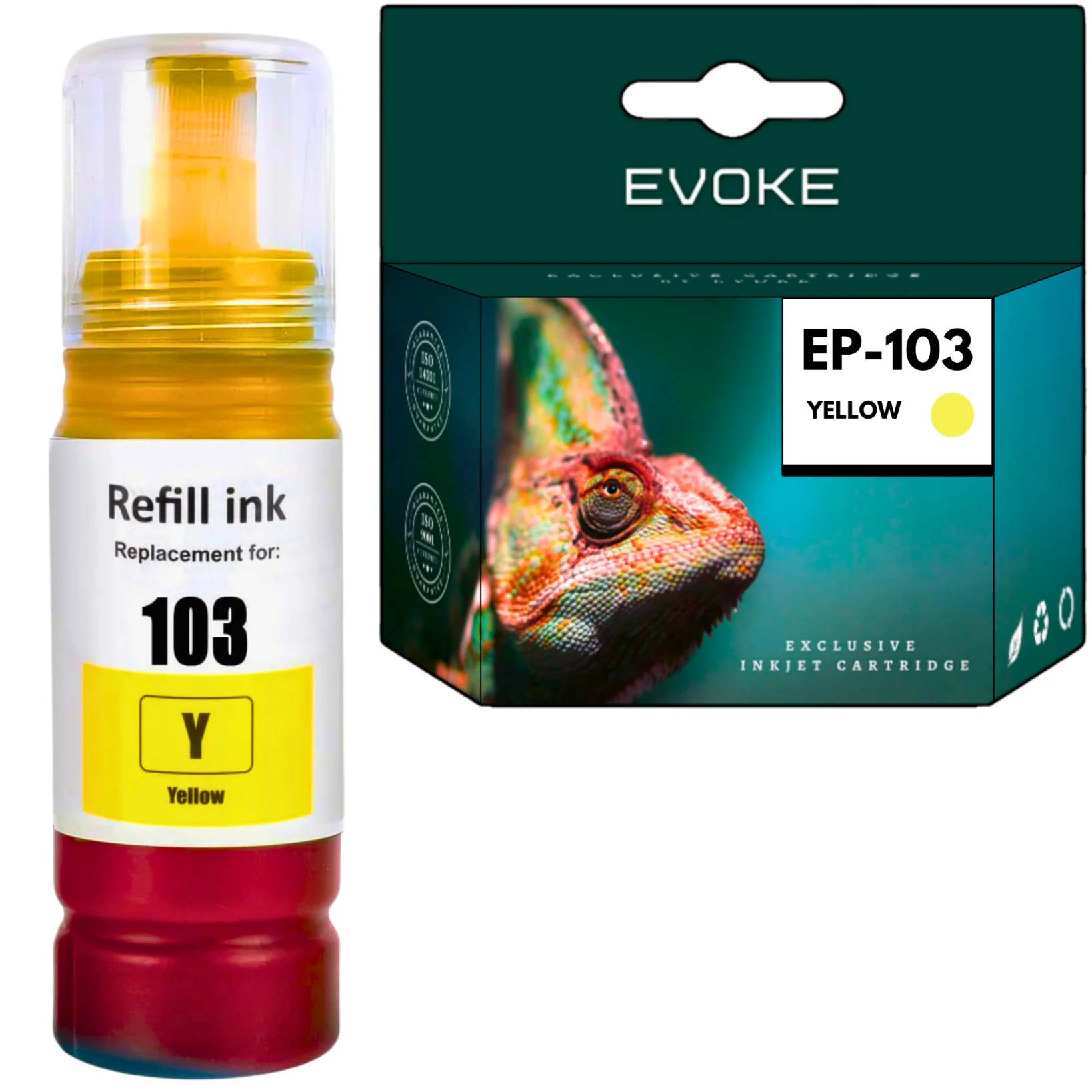 Evoke Compatibele Inkt voor Epson 103 Geel 70 ml 7500 Pagina's Ecotank L1100 1200 1210 1250 3100 3110 3111 3116 3150 3151 3156 3160 3200 3210 3211 3250 3251 3256 3260 3266 5190 5200 5290 5296