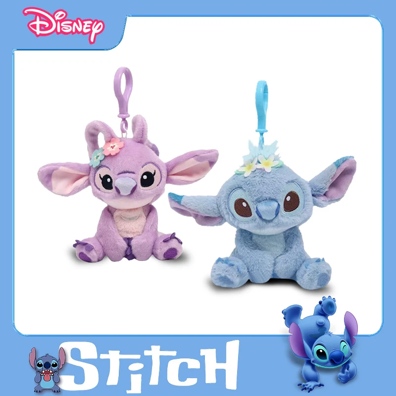 Hot Kawaii Disney Stitch Angel Plush Stuffed Toys Purple Anime Lilo&Stitch Doll Cute Keychain Pendant Birthday Gift For Kid Girl