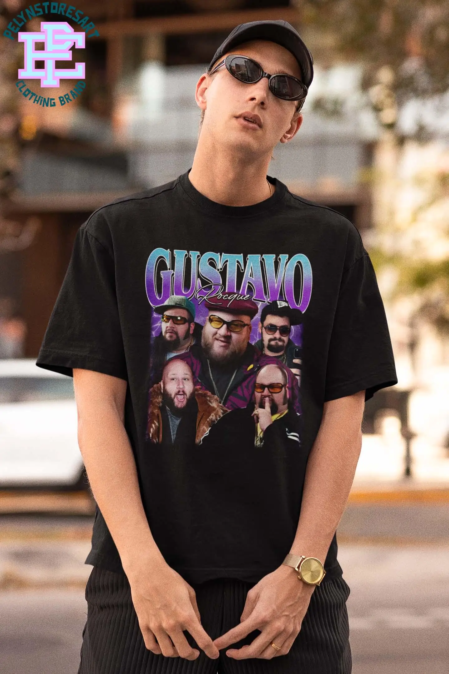 Gustavo Rocque Camiseta pirata retro, camiseta Big Time Rush Fan, camiseta con patrón retro de los años 90, divertido regalo nostálgico para fanáticos de BTR