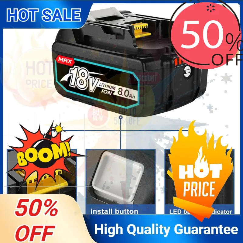 SWZY New 18V 6000mAh 8000mAh Rechargeable Replacement Lithium Ion Battery for Makita BL1860 BL1830 BL1815 Electric Power Tools