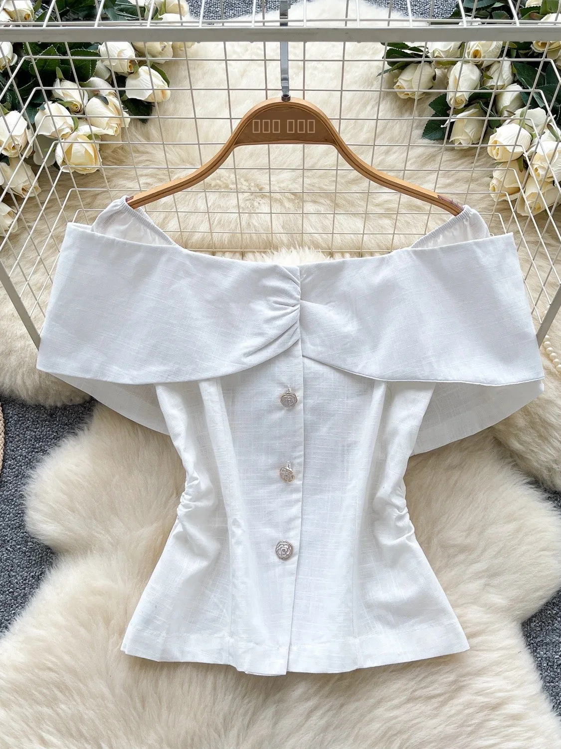 Sli Faionable Colletto monospalla Splice Bottone singolo Slim Fit Donna Estate Versatile Ele irt Commute Sle