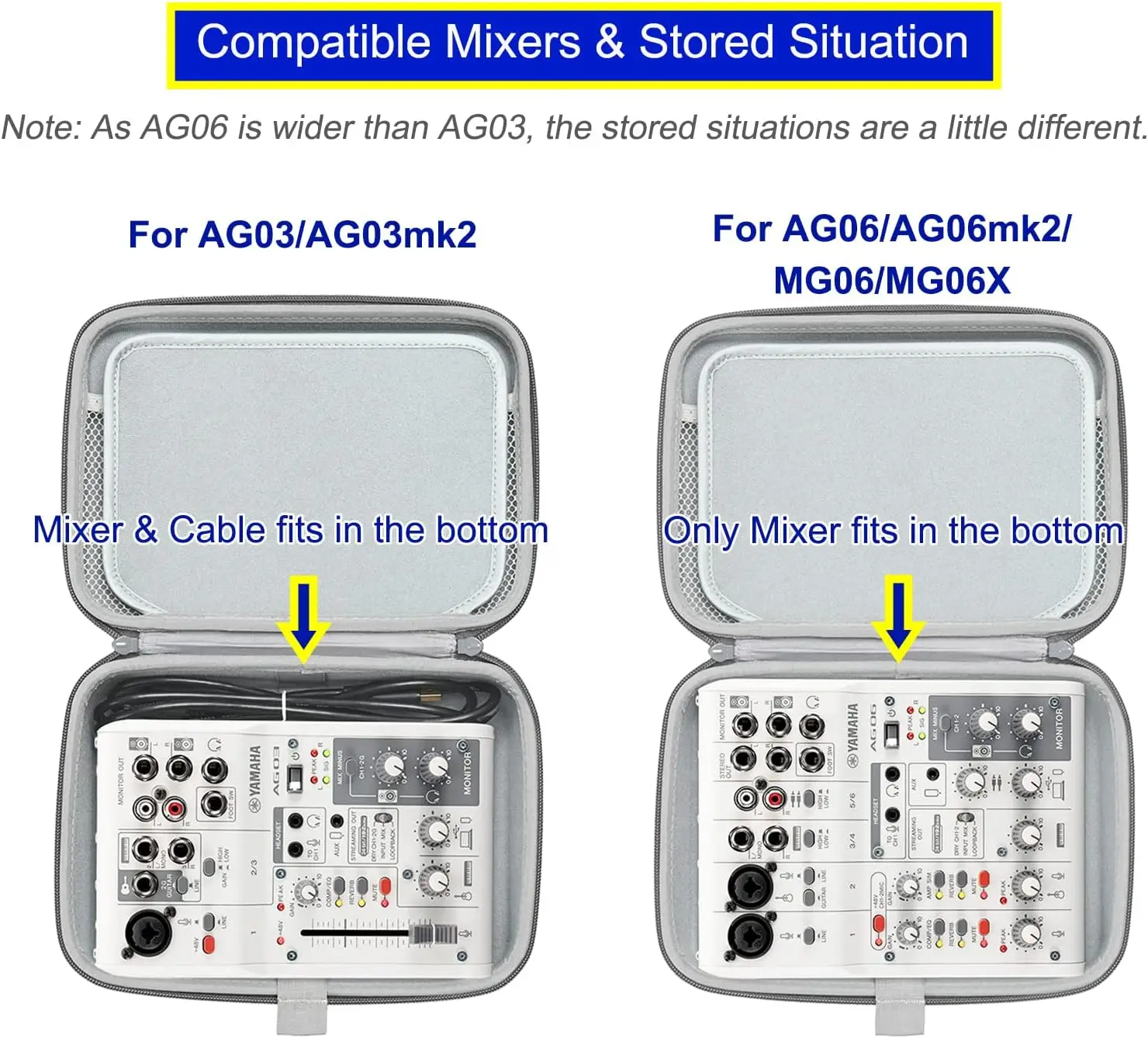 Hard Storage Case for Yamaha MG06X /MG06 /AG06 /AG06mk2/ AG03/AG03mk2 Channel Mixer, Protective Hard Shell Mixer Carrying Bag