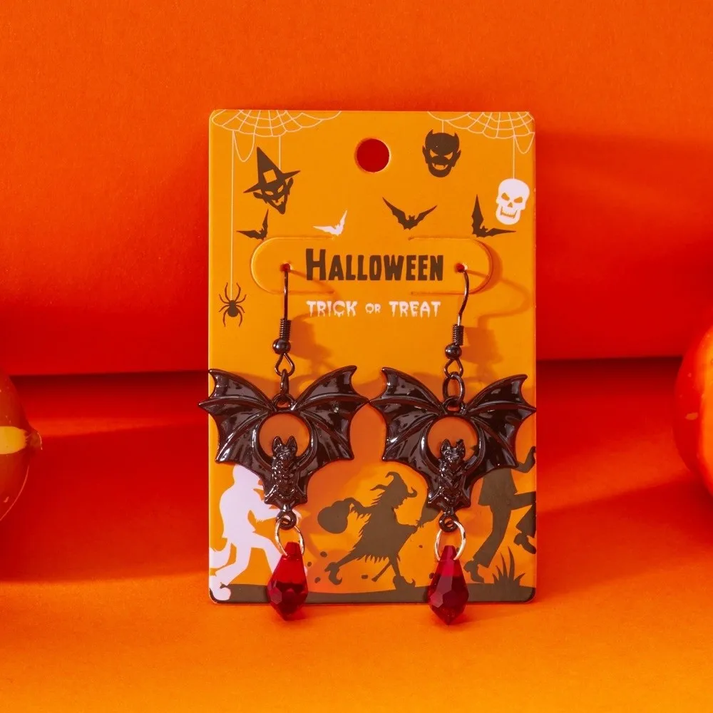 أزياء الخفافيش هالوين الأقراط الاكريليك العنكبوت شبح الأذن ترصيع شرابة طويلة الشرير اليقطين استرخى أقراط الطرف #4