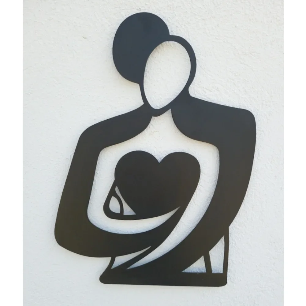 1pc Hugging Couple Silhouette Metal Wall Art, Romantic Hanging Ornament