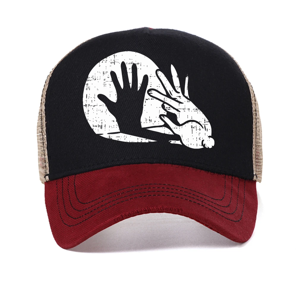 

Animal Bunny Lover Shadow Play Pun Gift cap adjustable baseball caps Funny Rabbit hat fashion Summer Mesh Breathable Sun Hats