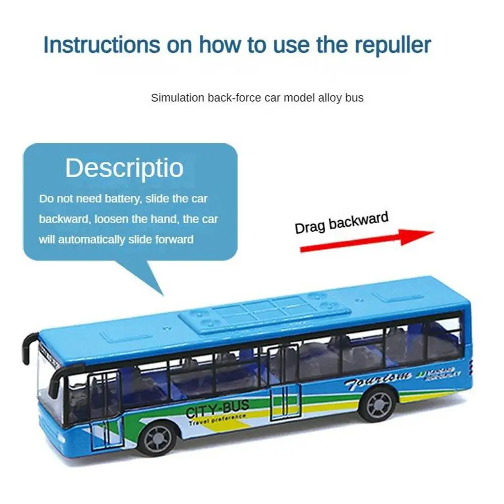 Alloy Simulation Toy Car Model Diecast Plastic Pull-back Bus Inertia Car Car City Bus Abs Car Model Toys Gifts For O6x8