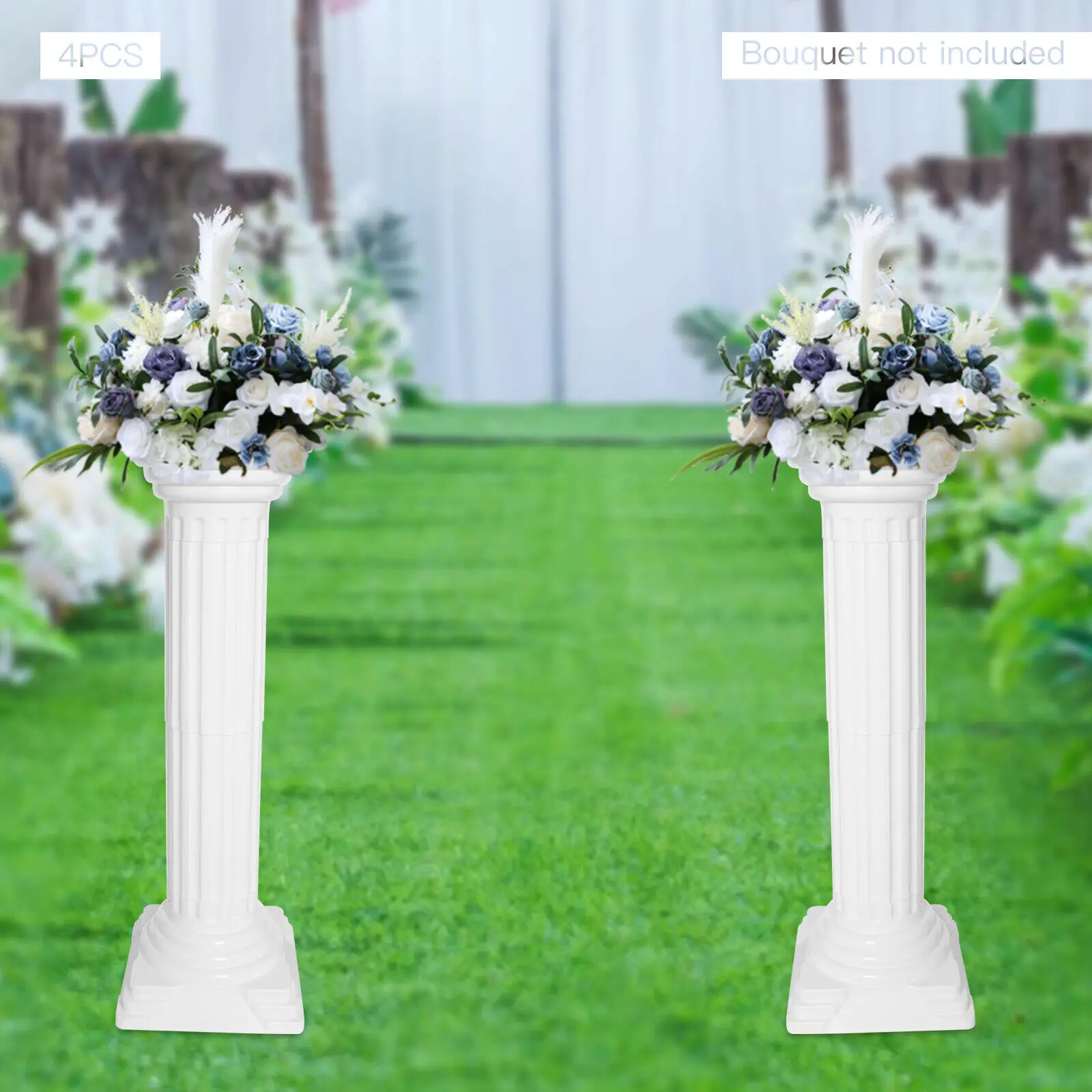4Pcs Height Adjustable White Flower Stand Portable Stylolitic Plastic Wedding Decor Roman Column Roman Pillars Church