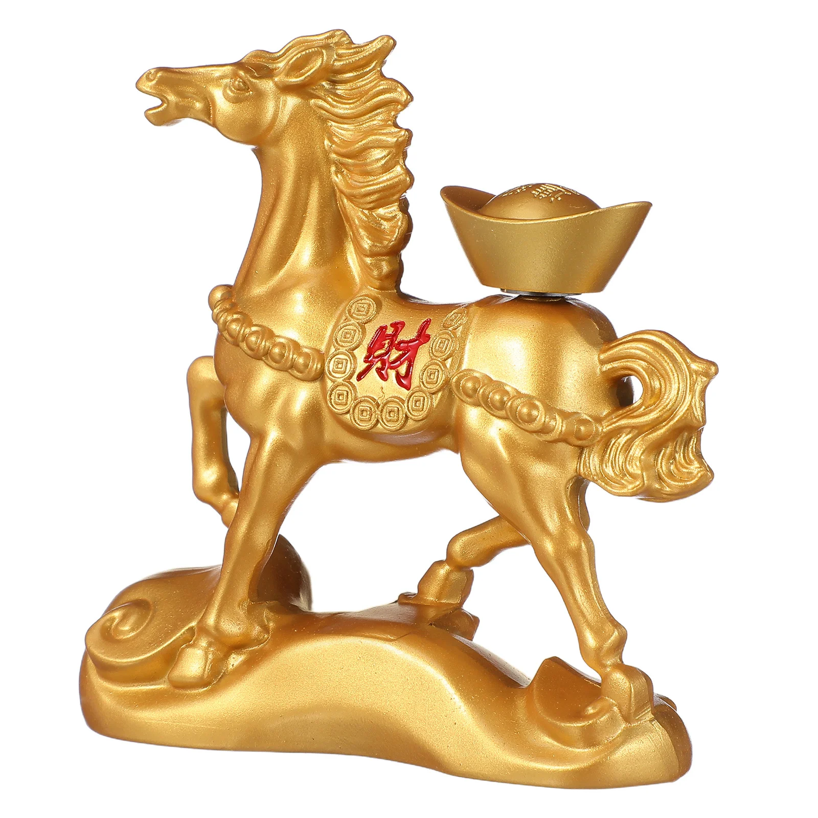 

Luxury Golden Horse Sculpture Metal Standing Statue for Home Office Desk Decor Feng Shui Prosperity Luck Attracting Brass Animal