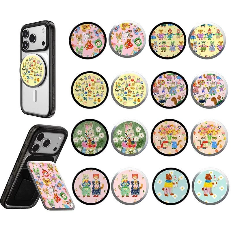 

Cat Friends Magnetic Grip Card Holder Phone Stand for IPhone Holder Mount Support for Galaxy Phone Accessories Cartoon