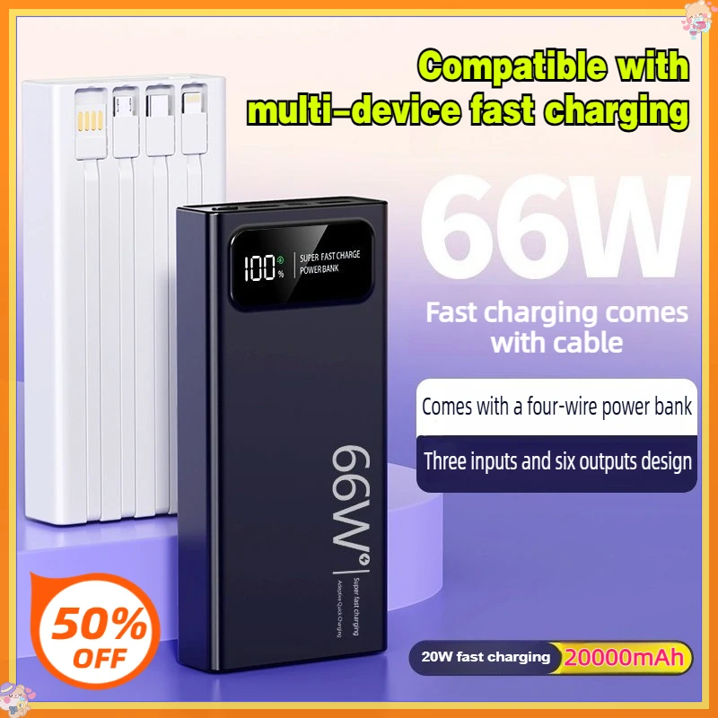 Power Bank 66W 20000mAh Super Fast Charging for IPhone 15 14 Huawei P50 Xiaomi Samsung External Battery Charger Powerbank