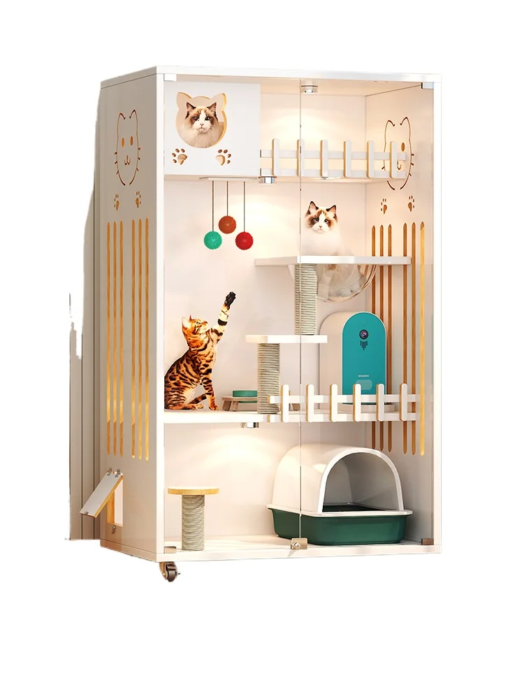 Cat nest Cat villa Household indoor large space Cat house Ventilated and breathable  house  house Solid wood  cage