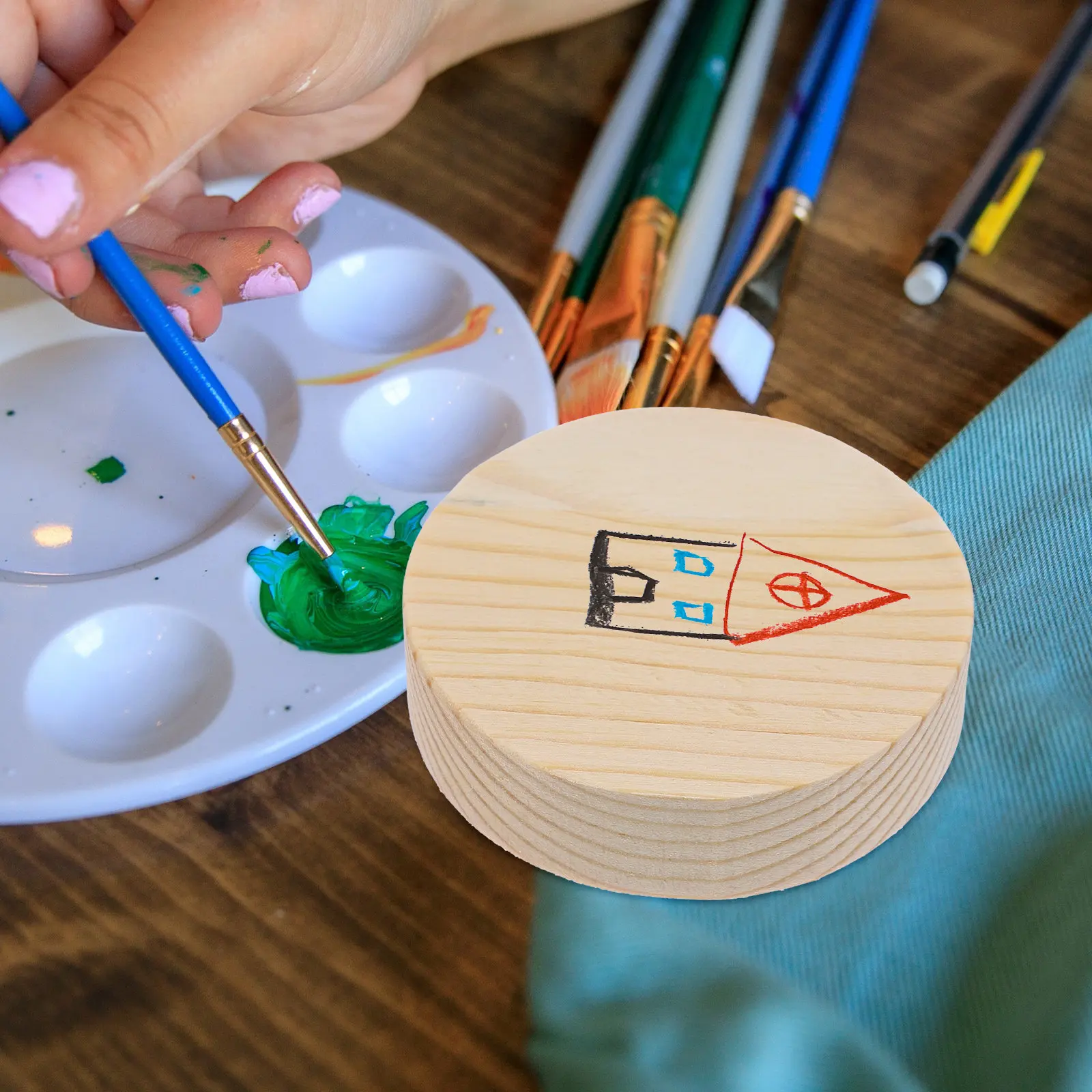 

10 шт. натуральных круглых деревянных спилов, гладкие, окрашенные, для поделок, фотосессий, декораций и украшений