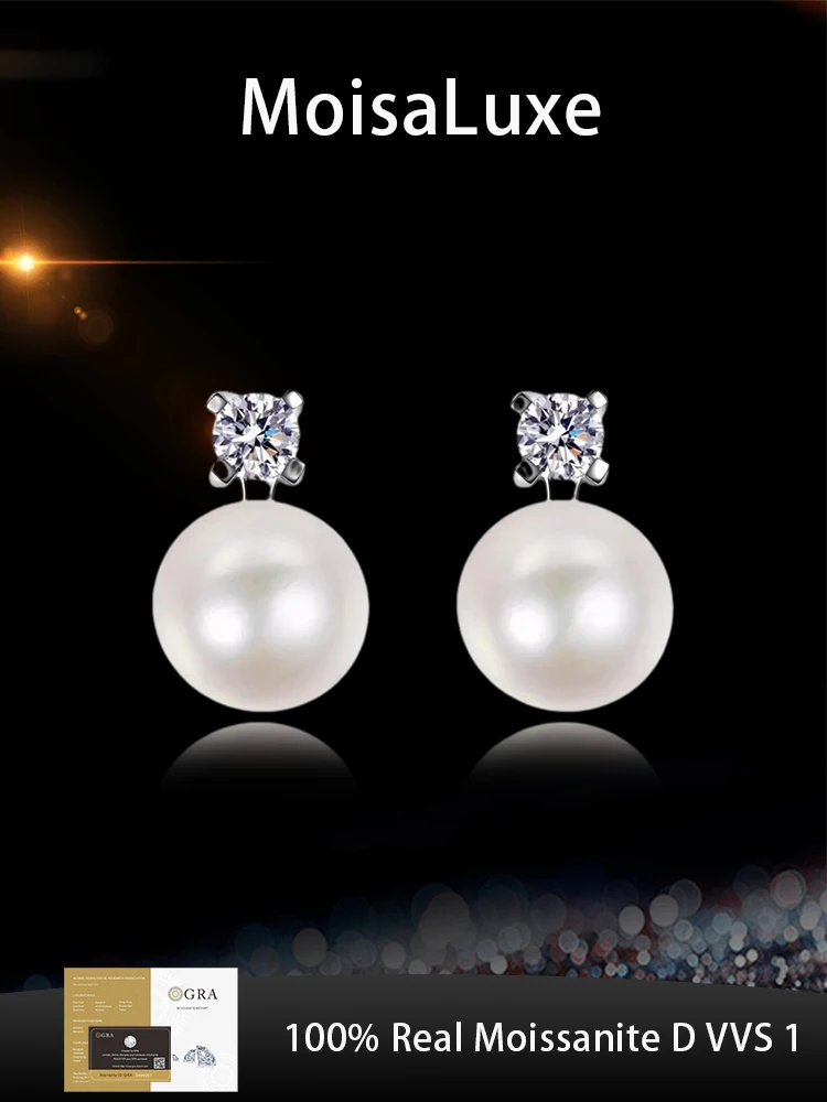 

MoisaLuxe Official Shop GRA Moissanite Plata Simple Pearl 925 Silver Fashion Jewelry Earrings for Women Hoop Wear