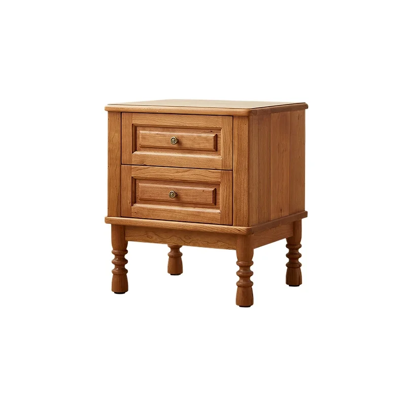 

North American cherry wood bedside table solid wood Nordic Japanese retro simple copper handle side cabinet