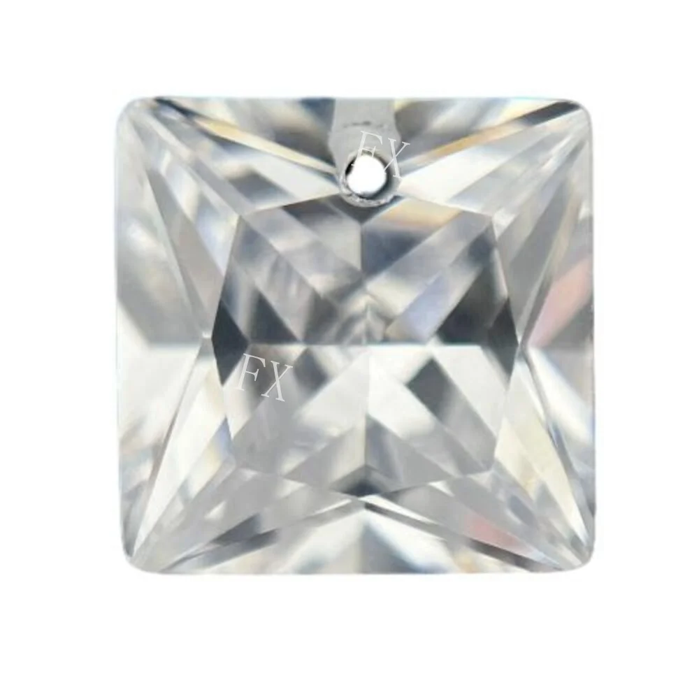 Белый свободный Искусственный драгоценный камень с отверстием AAAAA квадратная форма кубический цирконий камень для изготовления ювелирных изделий 4x4 ~ 12x2 высокое качество