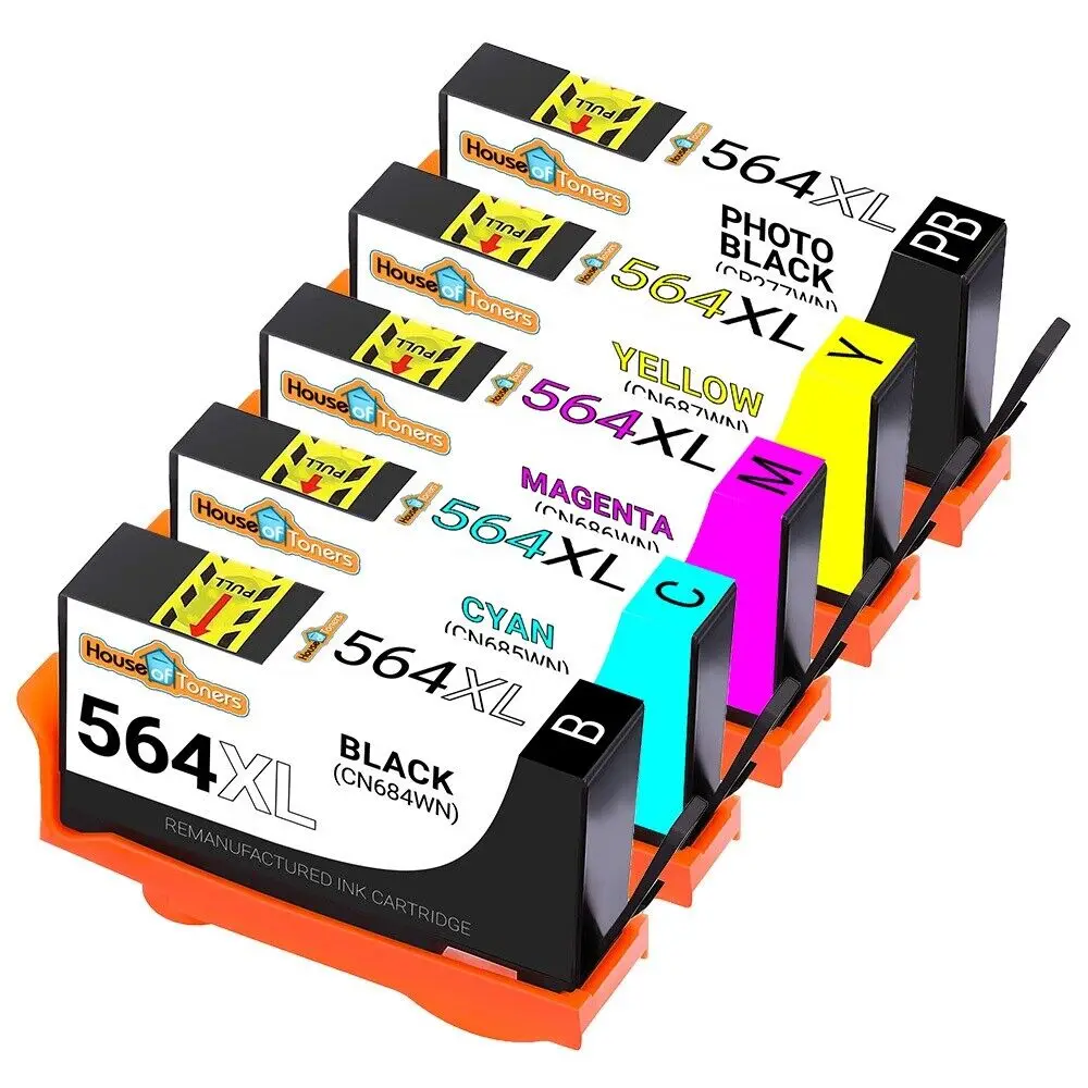 5 Pack 564XL Ink Cartridges for HP Photosmart 7520 7525