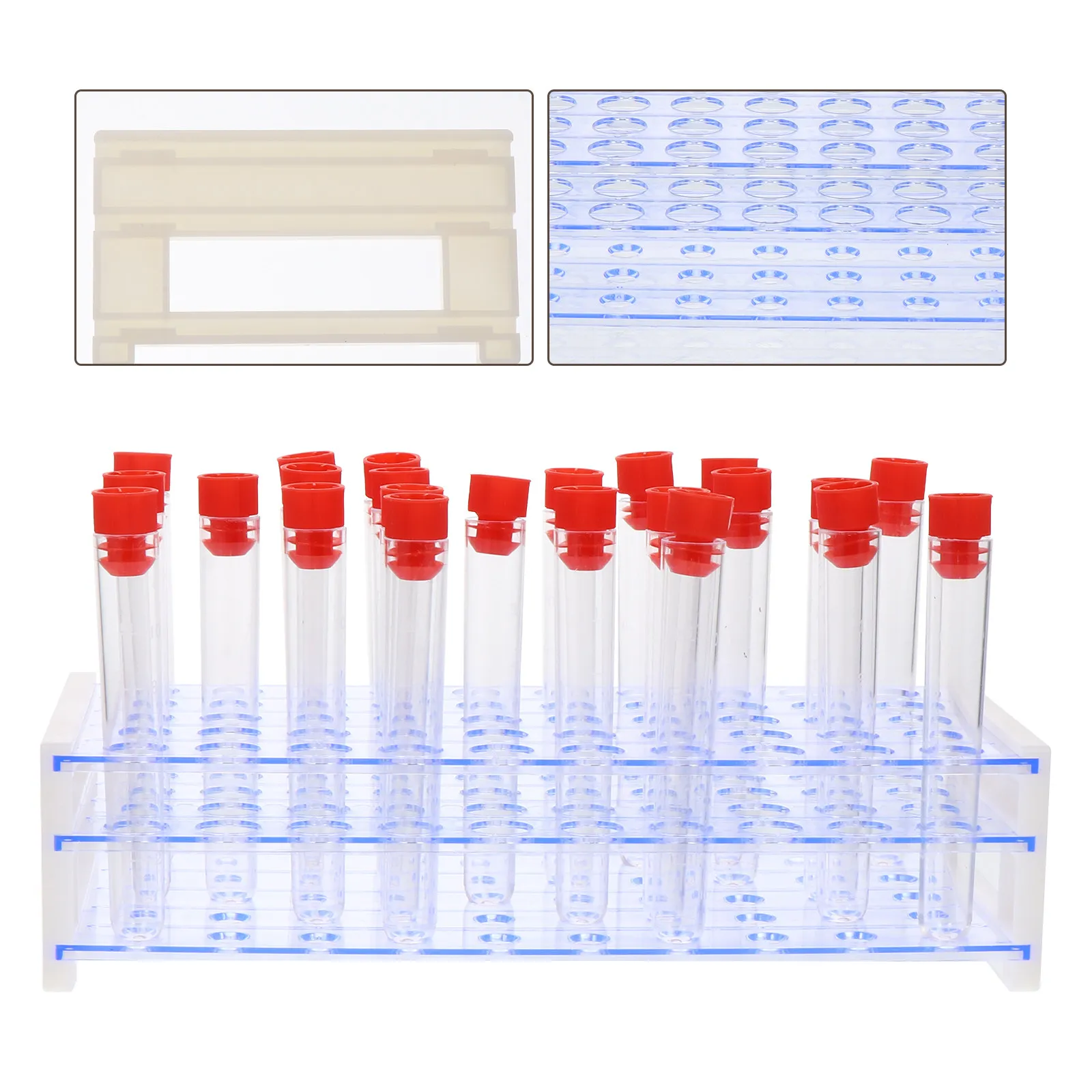 

1Set Science Laboratory Test Tubes Plastic Centrifugal Tubes with Rack High Quality Leakproof Storage Containers for Experiment