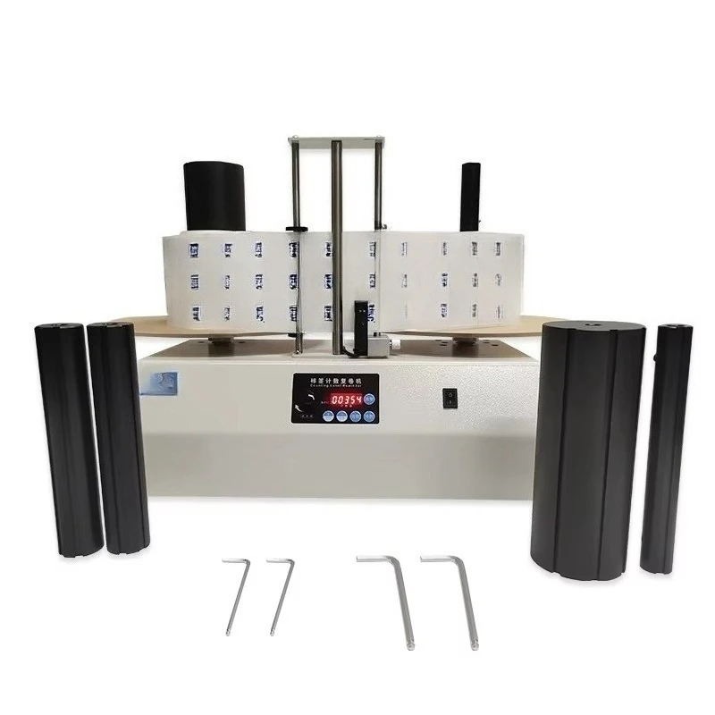 For 4 Size Cores Label Counting Rewinder R150 Reel to Reel Label Rewinder with Counter Table Top Rewinding Machine