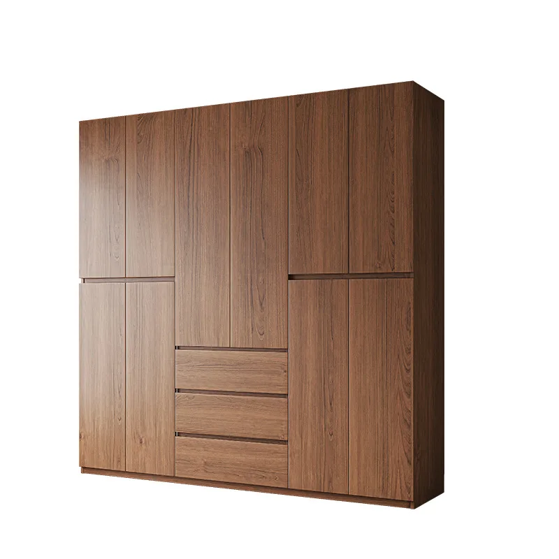

Oak solid wood home bedroom storage walnut thickened board sectional wardrobe