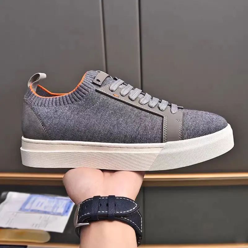 

Высококачественные мужские вязаные сетчатые кроссовки на платформе, удобные удобные слипоны, лаконичные повседневные дышащие кроссовки на плоской подошве