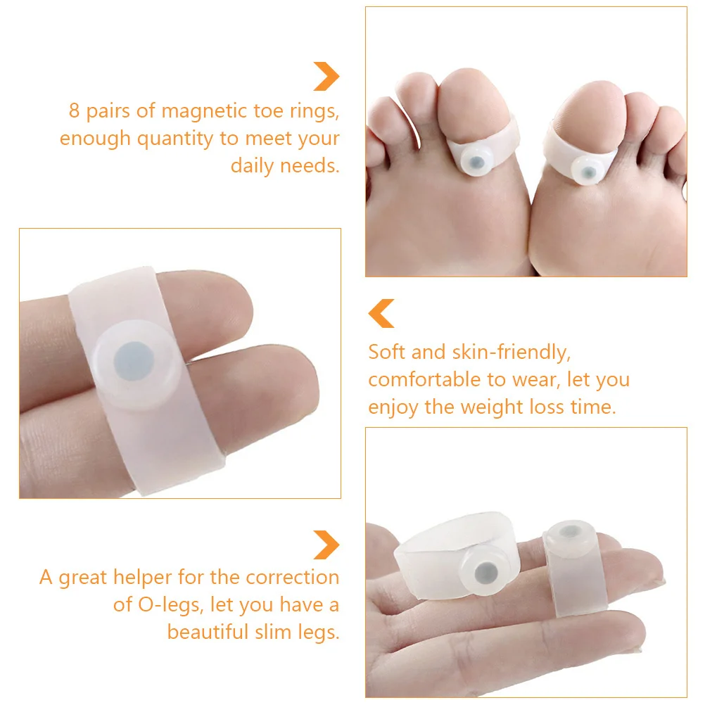 8pcs Magnetic Toe Rings 8 Pairs Slimming Rings For Weight Loss Foot Fat Burning Acupressure Ring Set Silicone