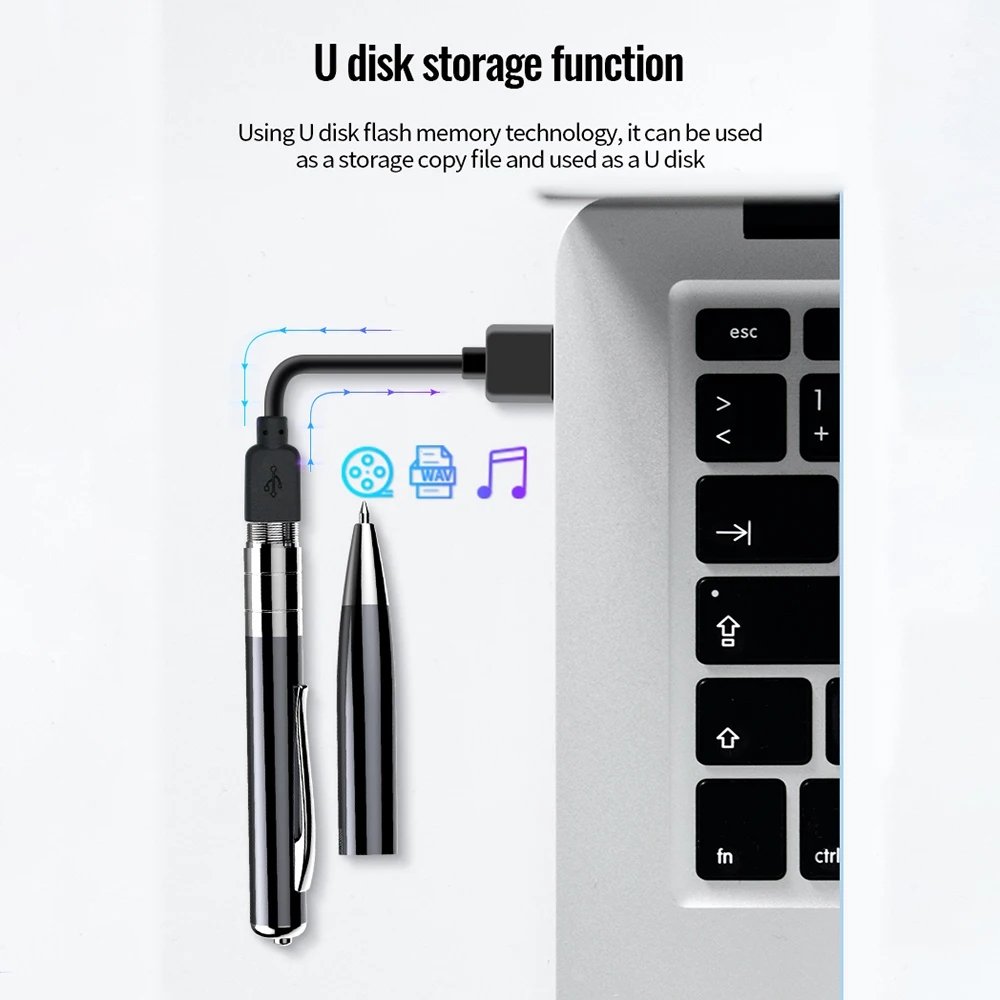 Cyfrowy dyktafon w kształcie długopisu Profesjonalne nagrywanie dźwięku WAV Akumulatorowy dyktafon dźwiękowy Urządzenie do nagrywania długich czasów Odtwarzacz Mp3