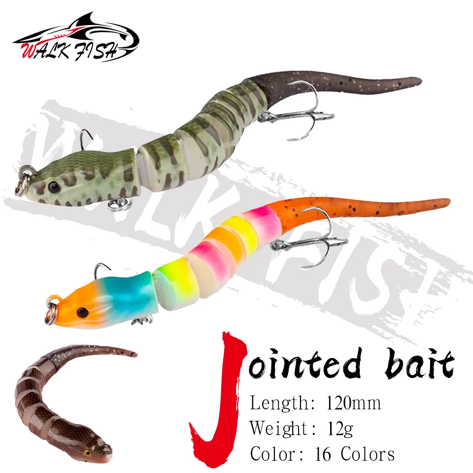 WALK FISH 12cm 12g Mehrteiliger Angelköder Gelber Aal Hartkörper-Silikonköder mit weichem Schwanz Salzwasser-Meeresfischerei Forellen-Kunstköder