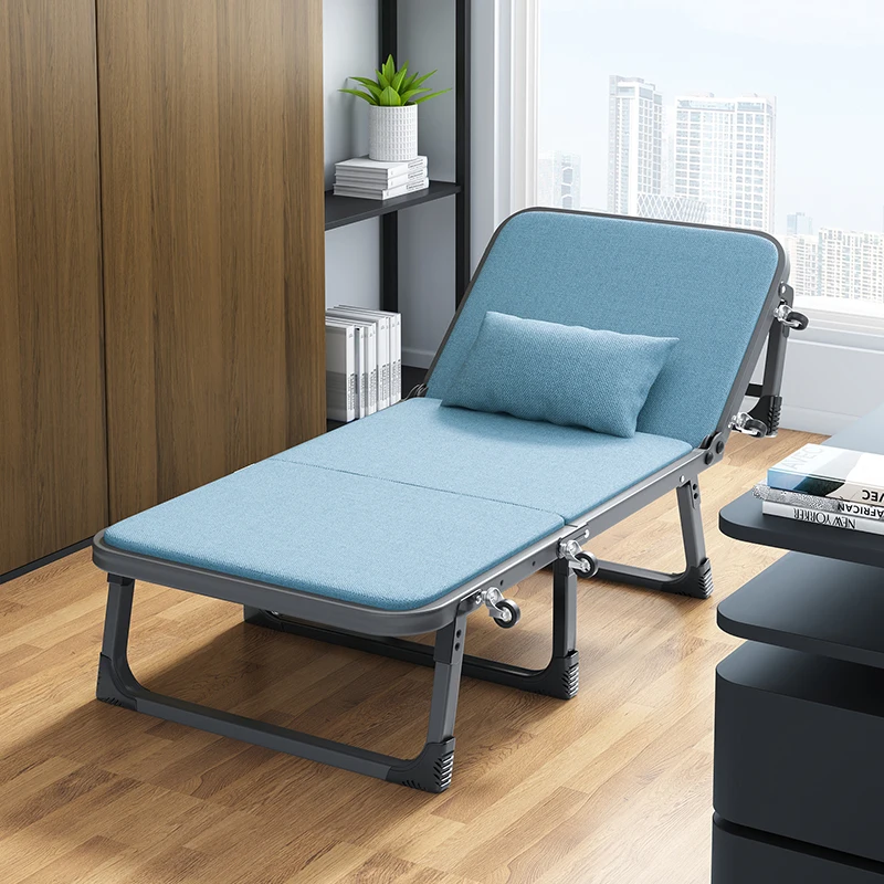 Office lunch break folding bed single nap artifact recliner family bed simple portable adult hard board camp bed