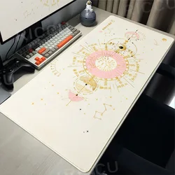 Moon Desk Mat Keyboard Large Astrology Deskpad Extended Mouse Pad PC Gaming cabinet Pad Xxl Celestial Pink Gold Space Mousepad