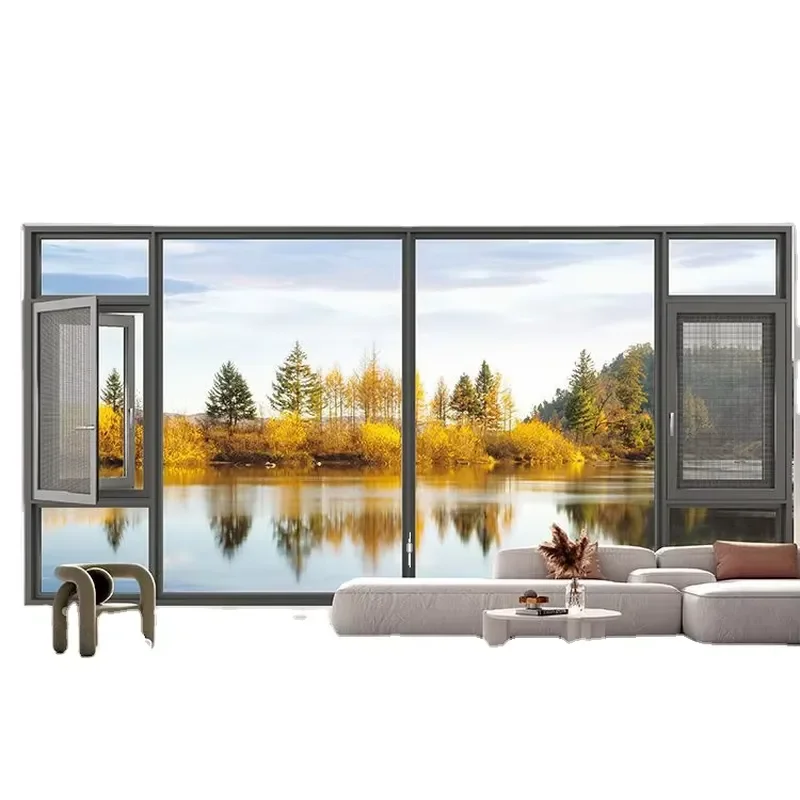 Double Glazed Sound Insulated Aluminum Alloy Frame Modern Design Qualified Apartment Windows Horizontal Inward