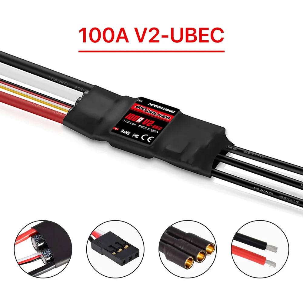 Hobbywing Skywalker V2 80A/60A/100A Brushless ESC Speed Controller With UBEC For Rc helicopter airplane