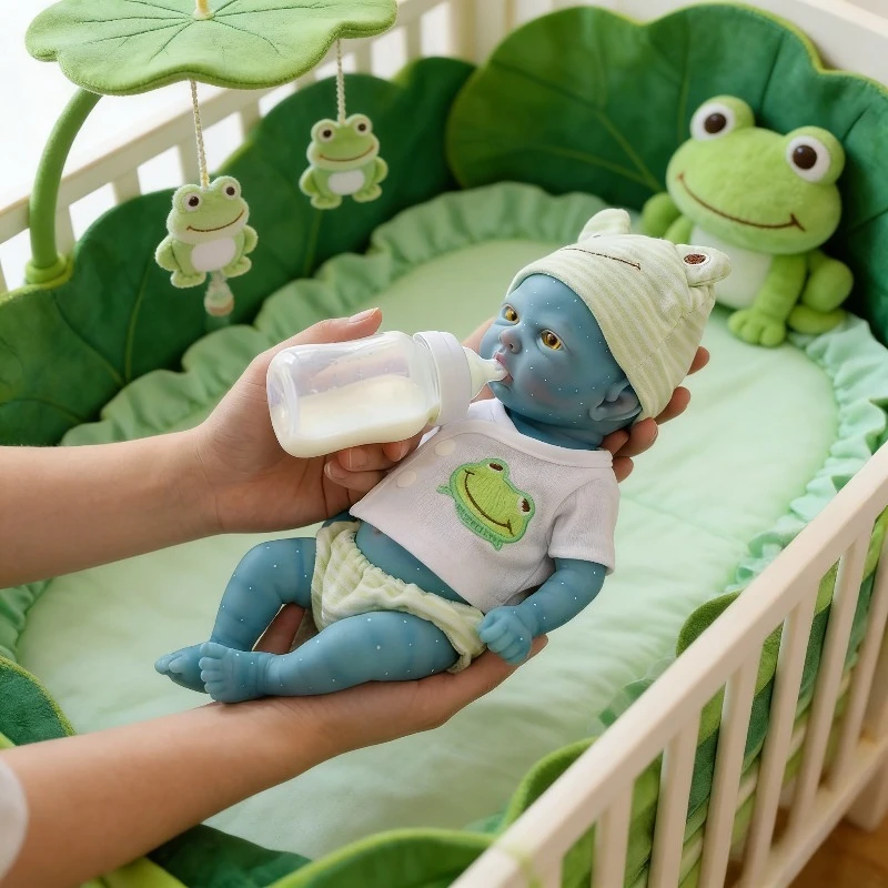 30cm Lifelike Reborn Baby Doll Solid Silicone Fairy Avatar  with Yellow  Eyes