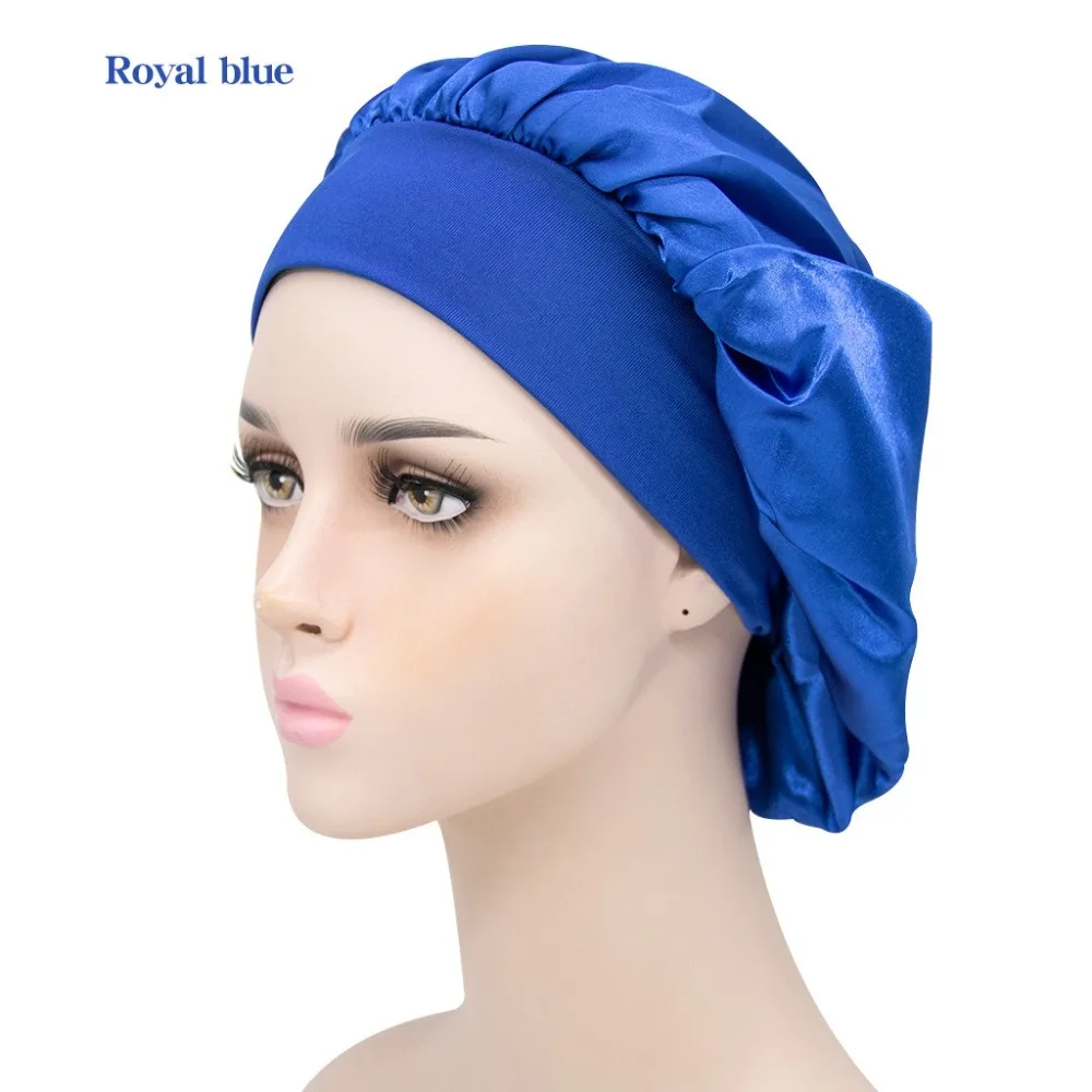 New Elastic Sleep Cap Adjustable Breathable Satin Bonnet Hat Turban for Men Women