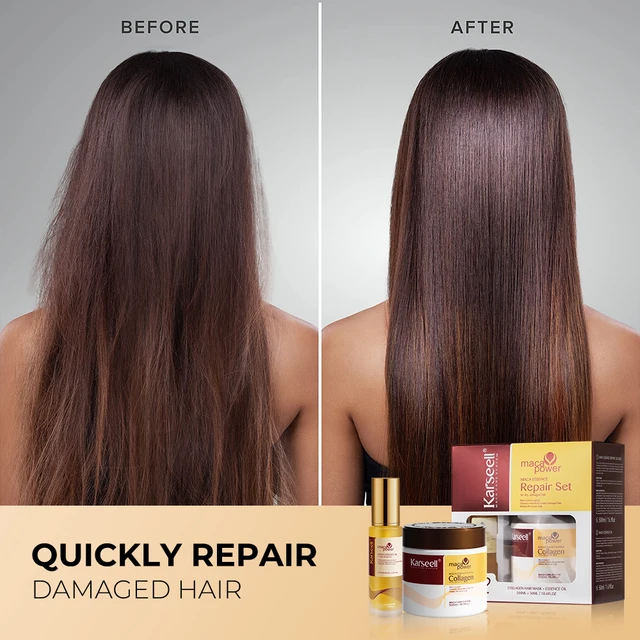 Karseell Collagen Hair Treatment Deep Repair Hair Mask 500ml Argan Oil Hair Serum 50ml for Dry Damaged Hair All Hair Types AliExpress